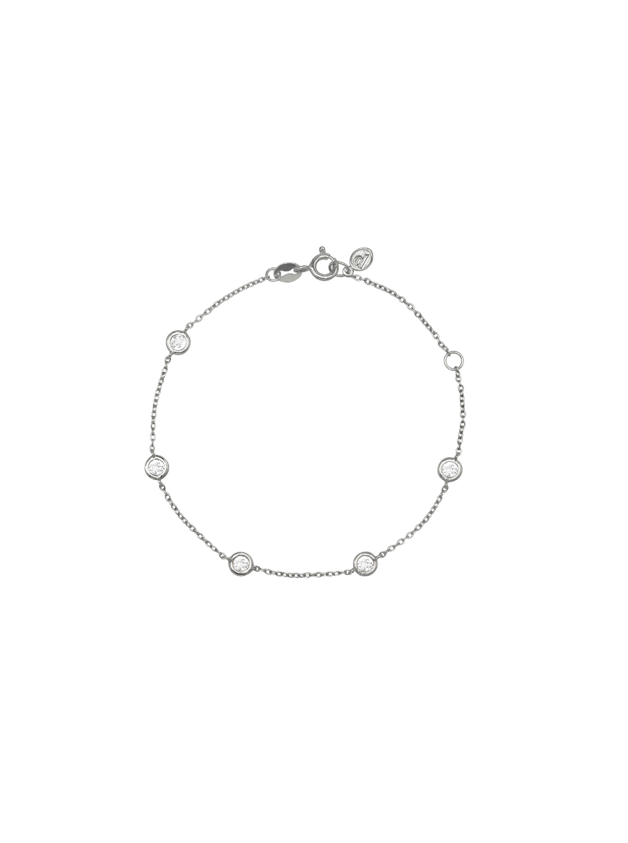 CLEMENCE, 5 STONE STRAND BRACELET, SILVER