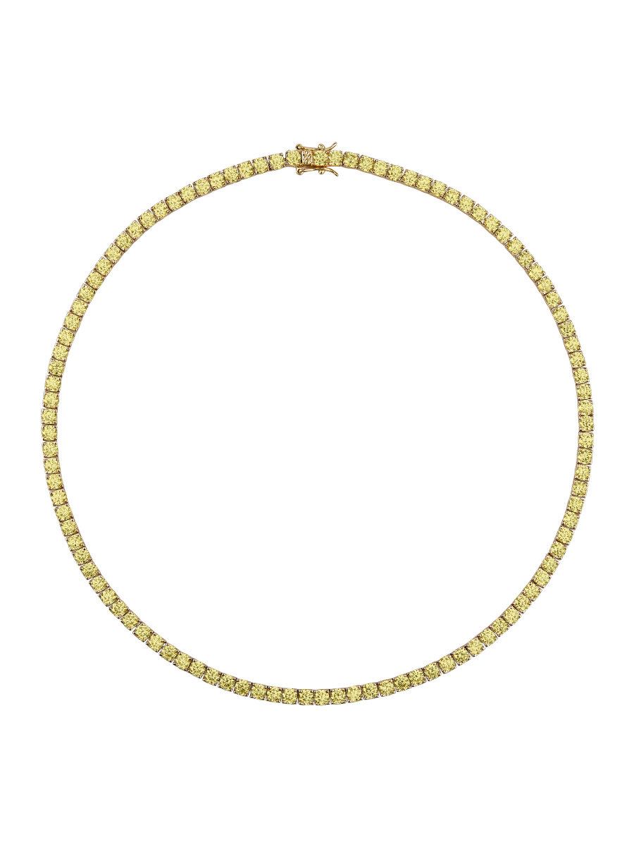 CUSTOM KATE ROUND CUT, LAB CANARY YELLOW SAPPHIRE RIVIÈRE NECKLACE