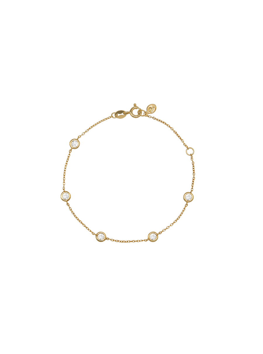 CLEMENCE, 5 STONE STRAND BRACELET, GOLD