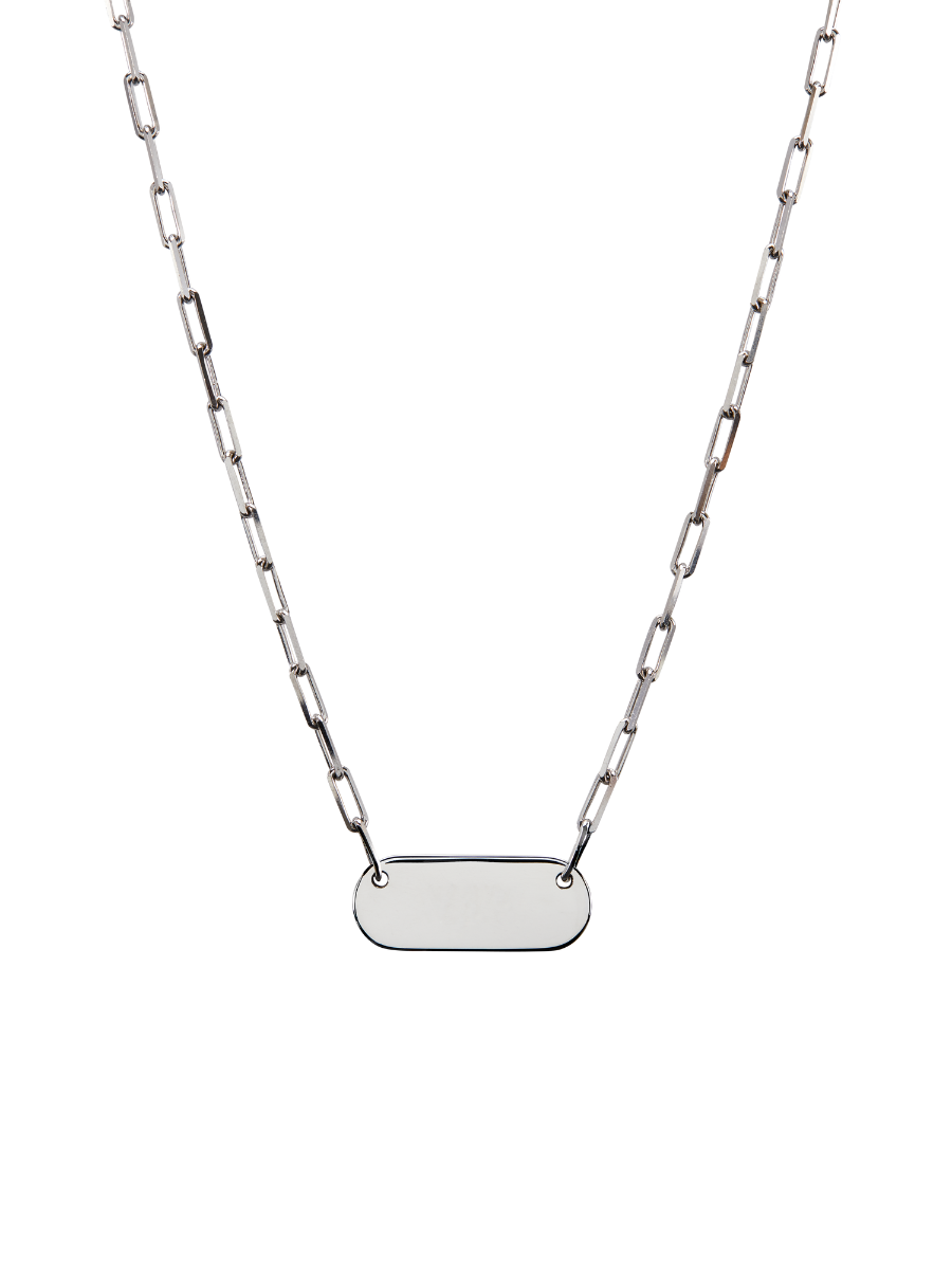 LARGE BAR ID NECKLACE, SILVER