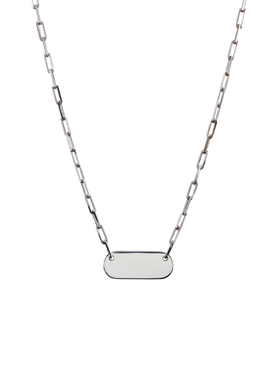 LARGE BAR ID NECKLACE, SILVER