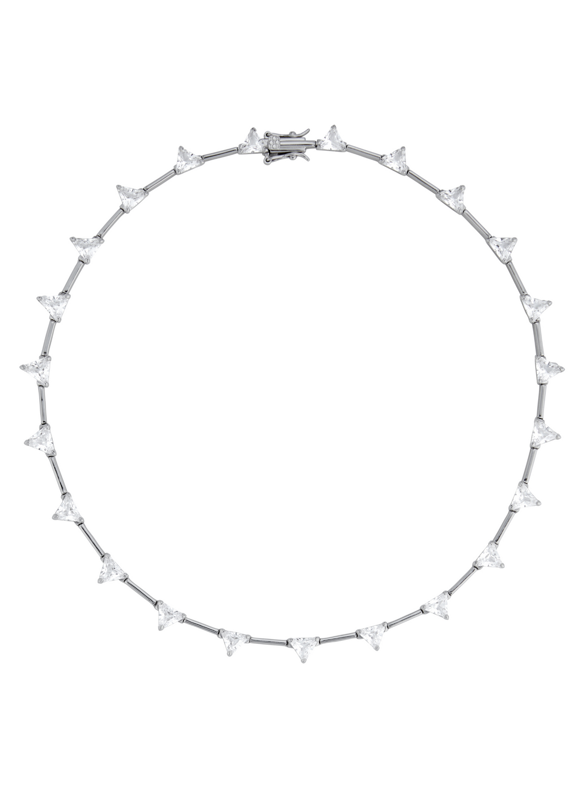 JULIEN TRILLION CUT, LAB WHITE SAPPHIRE SILVER BAR NECKLACE