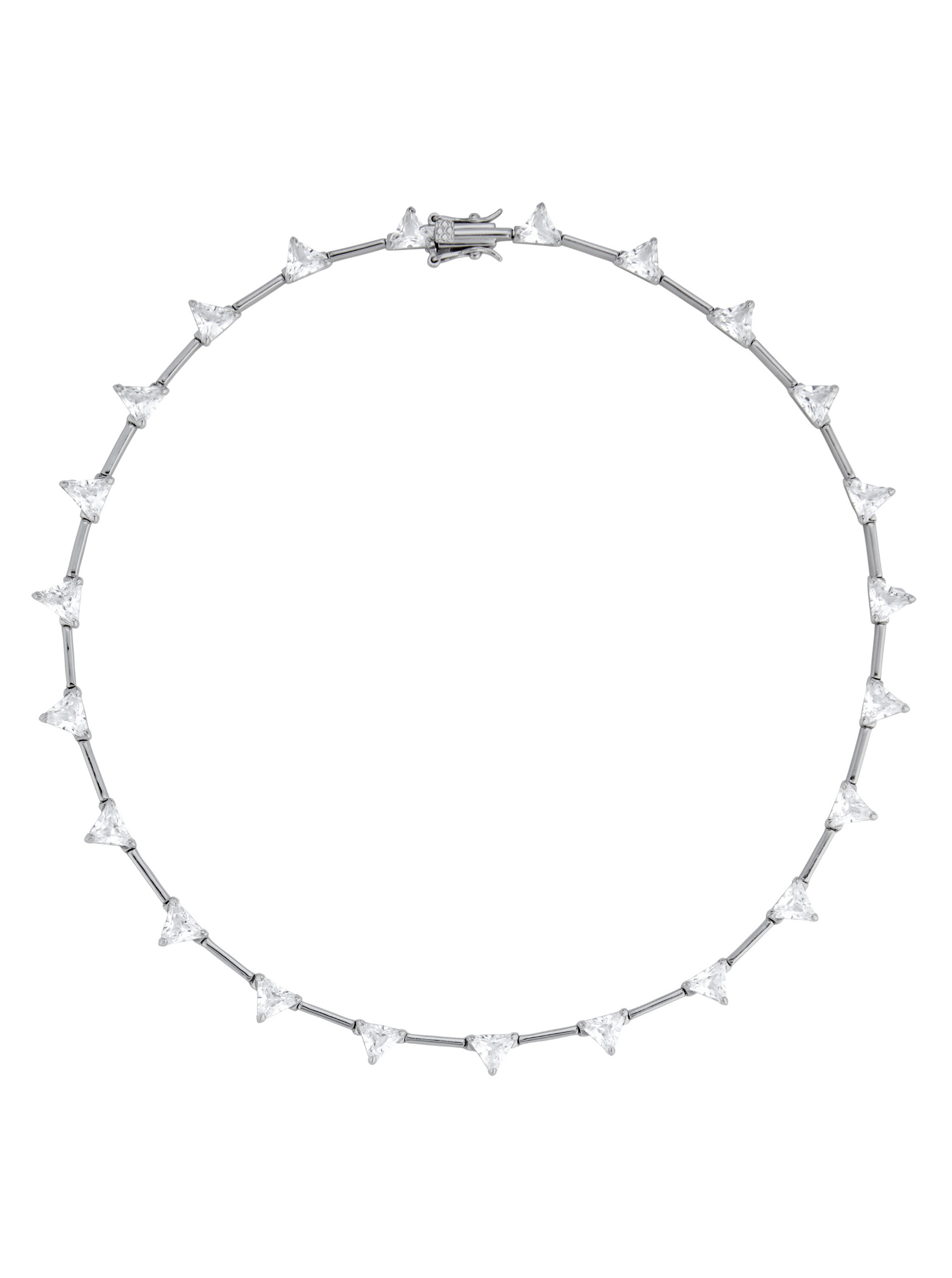 JULIEN TRILLION CUT, LAB WHITE SAPPHIRE SILVER BAR NECKLACE