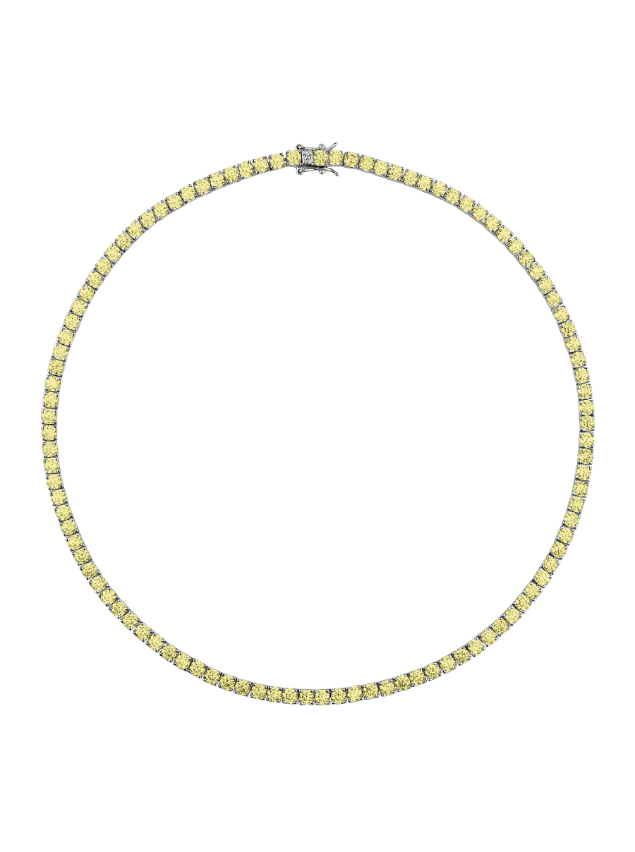 CUSTOM KATE ROUND CUT, LAB CANARY YELLOW SAPPHIRE RIVIÈRE NECKLACE