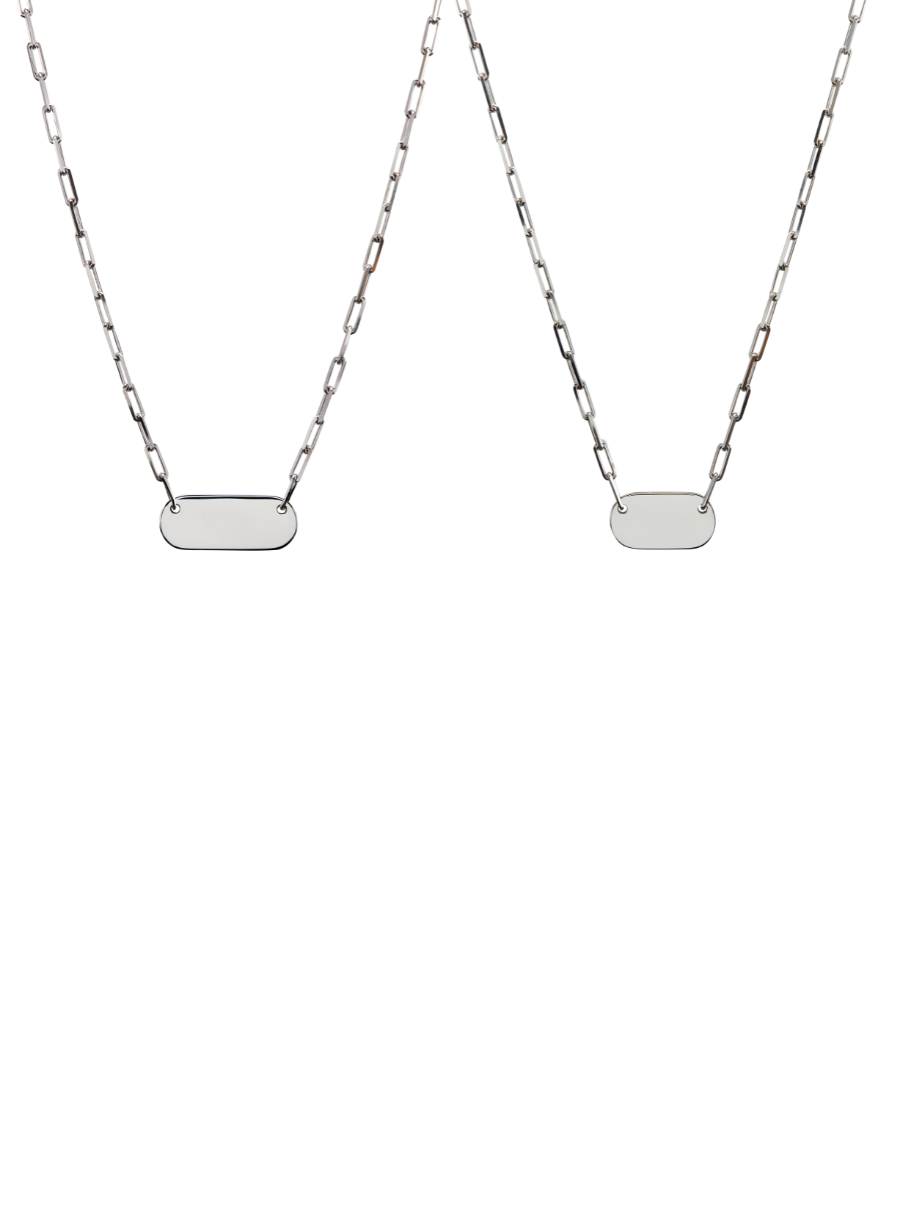 SMALL BAR ID NECKLACE, SILVER