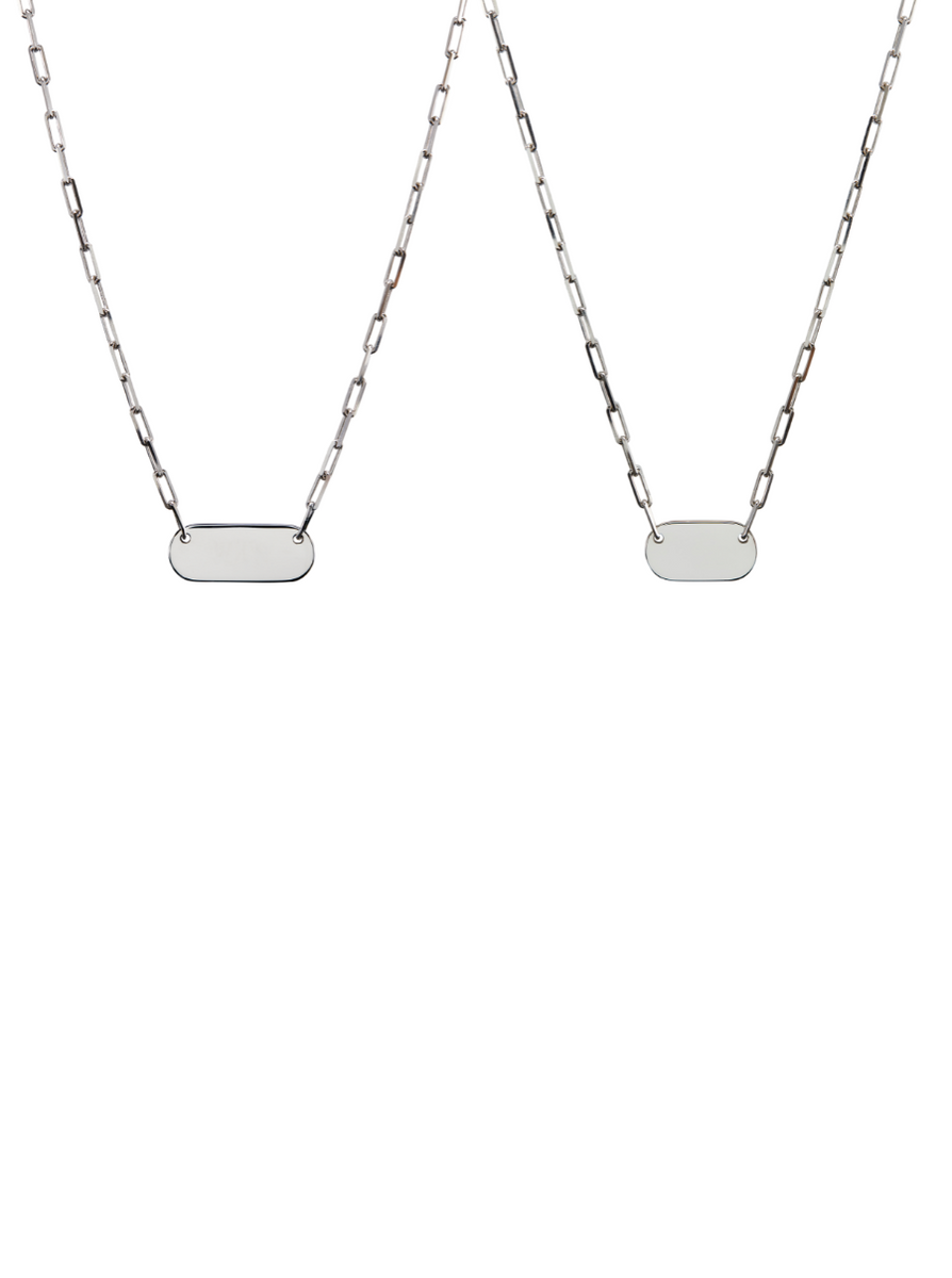 LARGE BAR ID NECKLACE, SILVER