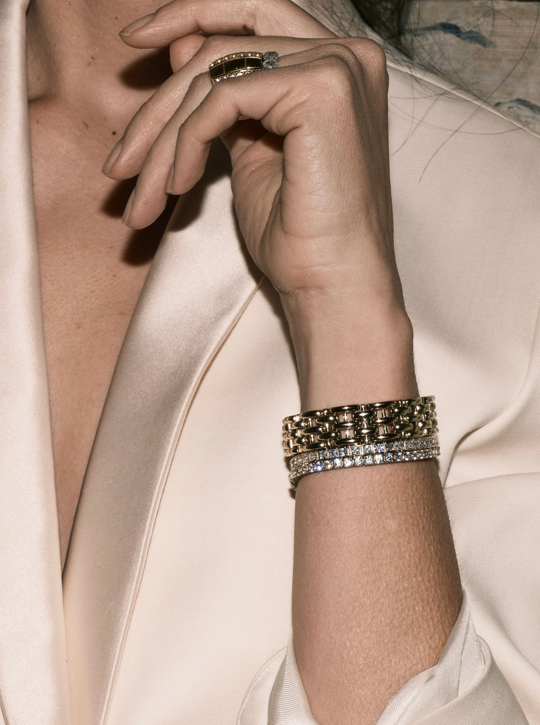 DORSEY PRINCESS CUT, LAB WHITE SAPPHIRE GOLD RIVIÈRE BRACELET