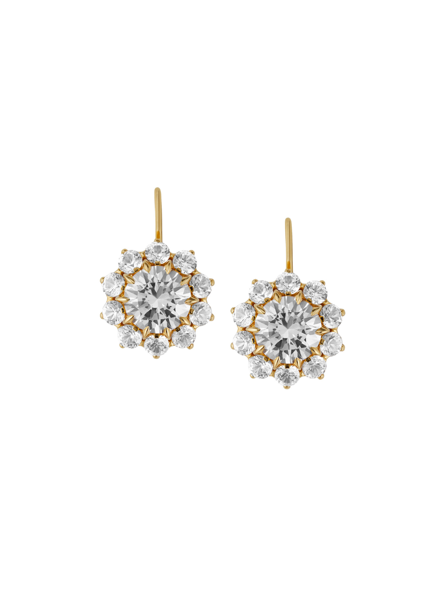 GWEN, LAB WHITE SAPPHIRE GOLD DROP EARRINGS