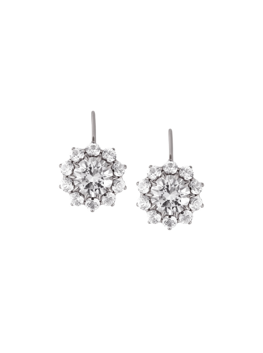 GWEN, LAB WHITE SAPPHIRE SILVER DROP EARRINGS