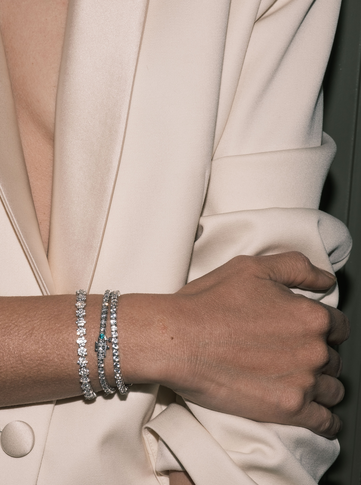 PETITE MARGUERITE, LAB WHITE SAPPHIRE SILVER RIVIÈRE BRACELET