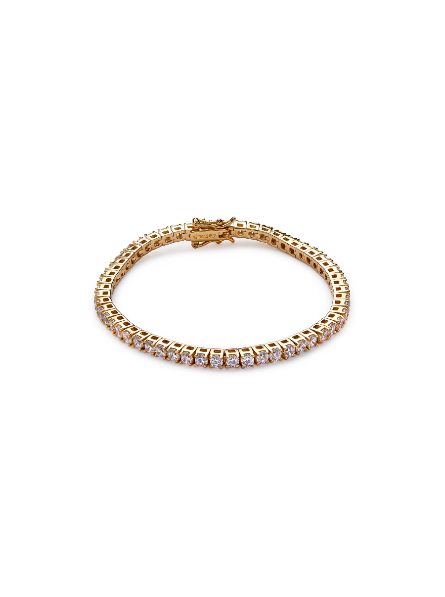 KATE 3MM ROUND CUT, LAB WHITE SAPPHIRE, GOLD RIVIÈRE BRACELET