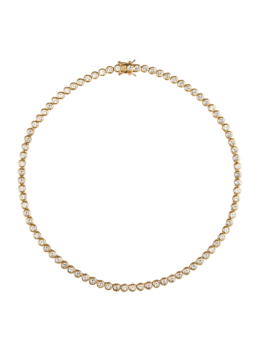 JAMES BEZEL 3.25MM, LAB WHITE SAPPHIRE GOLD RIVIÈRE NECKLACE