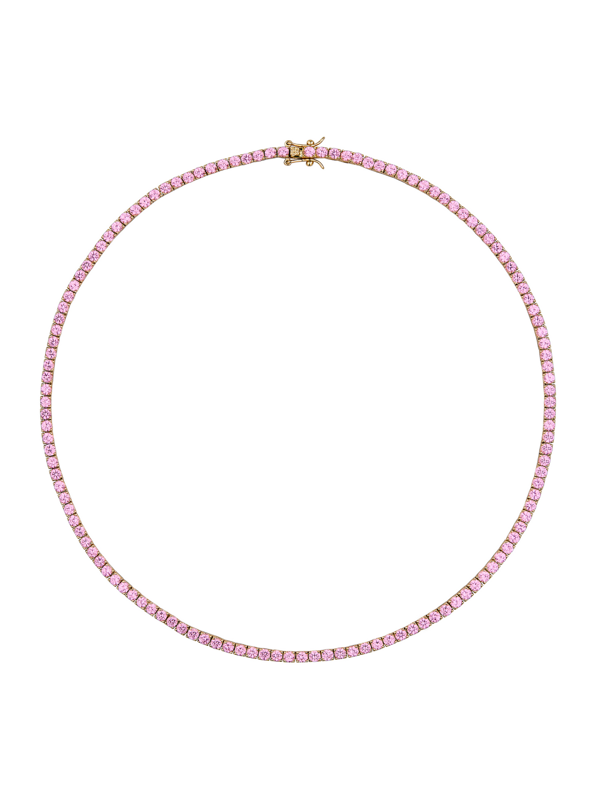 CUSTOM MOSS ROUND CUT, LAB LIGHT PINK SAPPHIRE RIVIÈRE NECKLACE