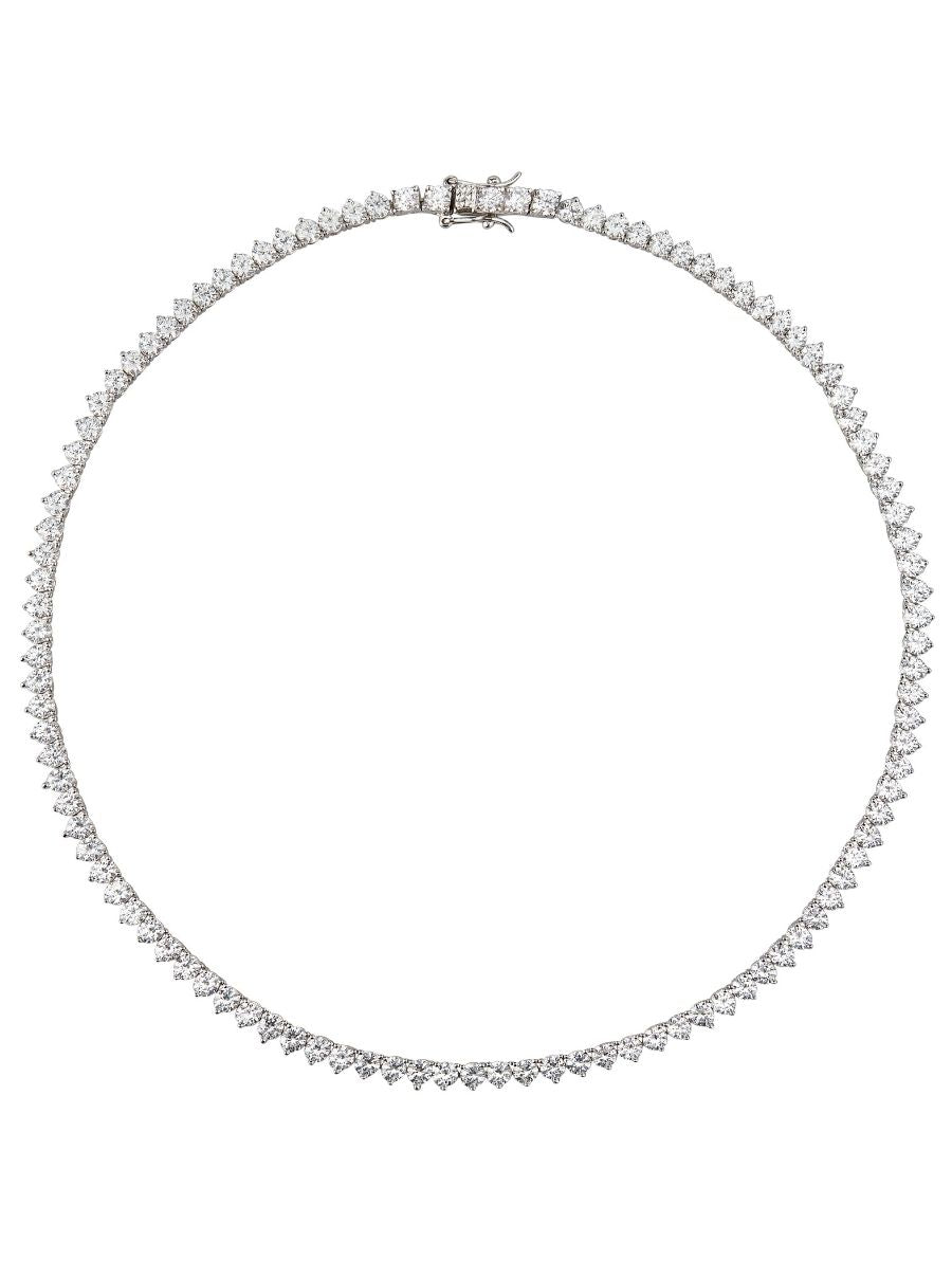 BENNINGTON 3-PRONG 3.75MM, LAB WHITE SAPPHIRE RIVIÈRE NECKLACE, SILVER