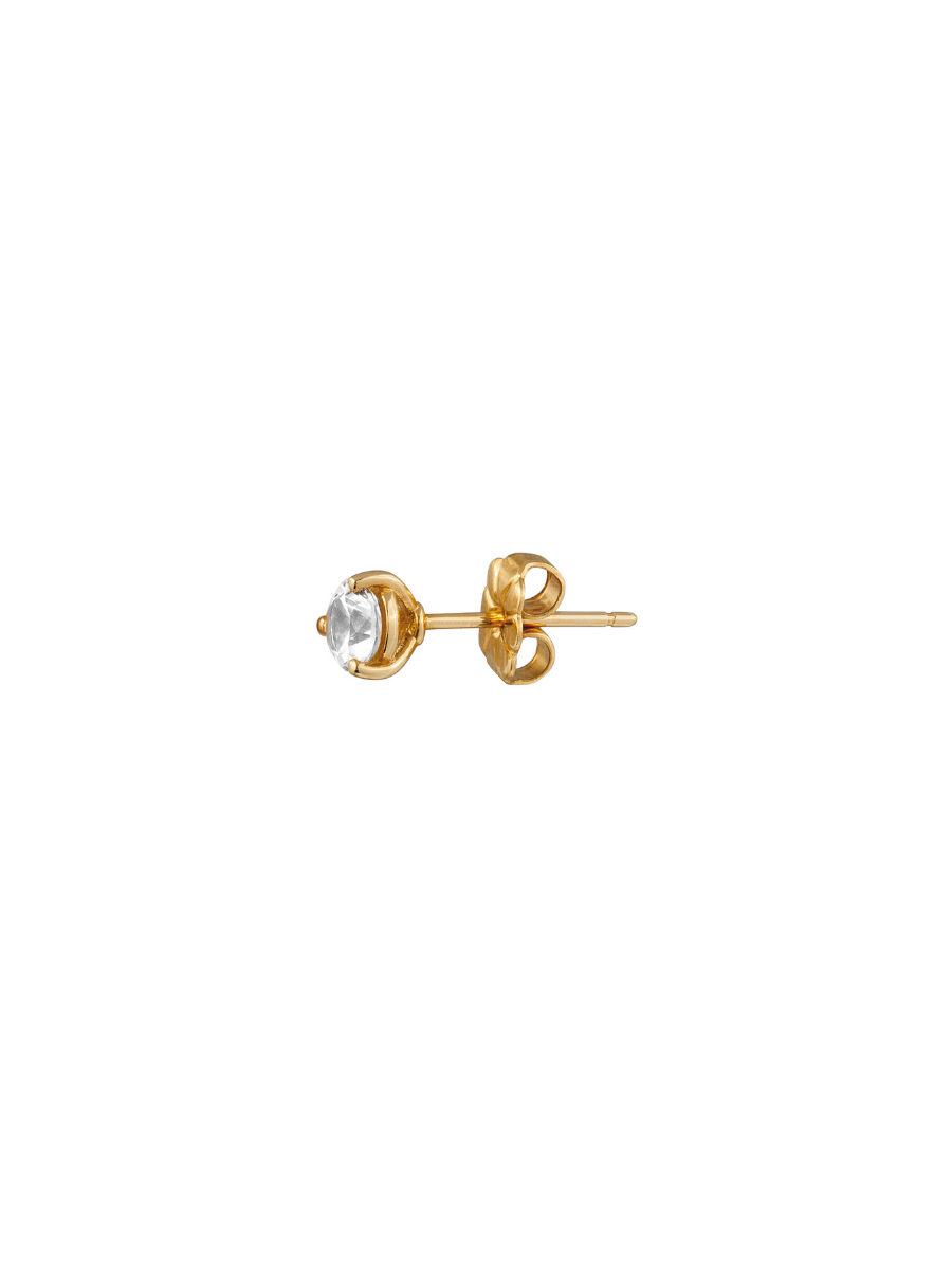 PARADIS SOLITAIRE ROUND CUT, LAB WHITE SAPPHIRE STUD, GOLD