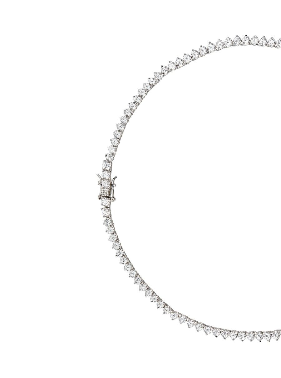 BENNINGTON 3-PRONG 3.75MM, LAB WHITE SAPPHIRE RIVIÈRE NECKLACE, SILVER