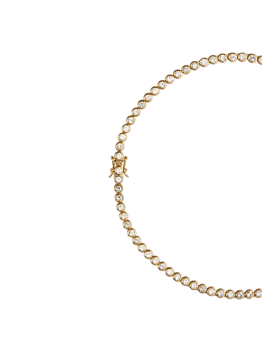 JAMES BEZEL 3.25MM, LAB WHITE SAPPHIRE GOLD RIVIÈRE NECKLACE