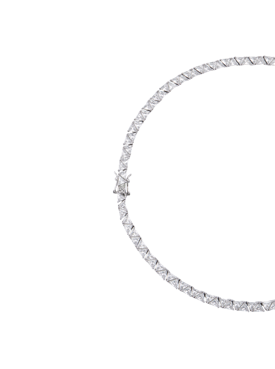 THEODORA DOUBLE TRILLION, LAB WHITE SAPPHIRE SILVER RIVIÈRE NECKLACE