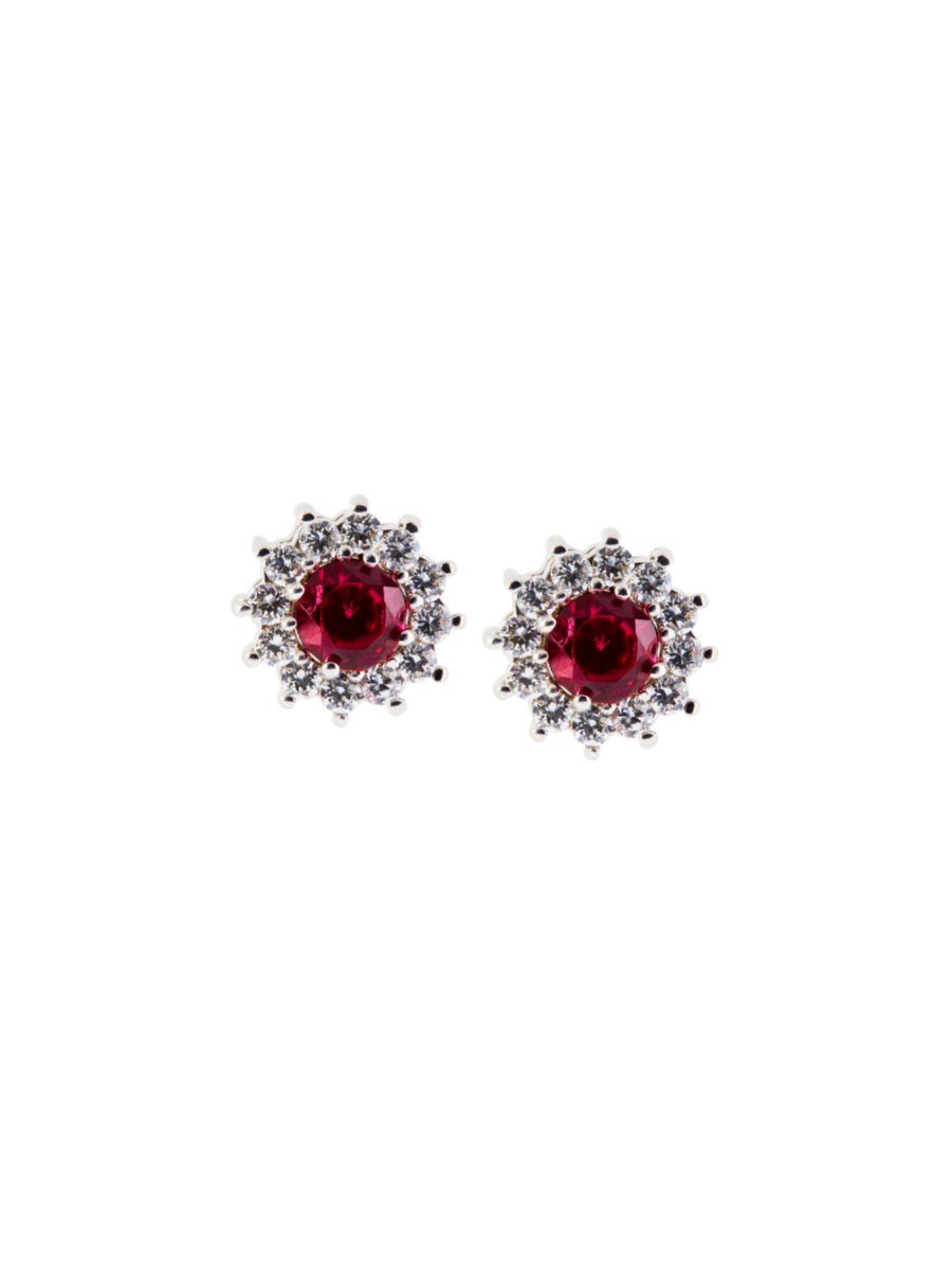 MIRREN, RED SAPPHIRE & WHITE SAPPHIRE STUD