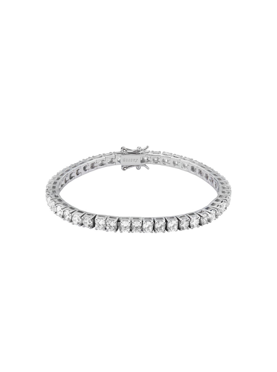 KATE 3.75MM ROUND CUT, LAB WHITE SAPPHIRE SILVER RIVIÈRE BRACELET