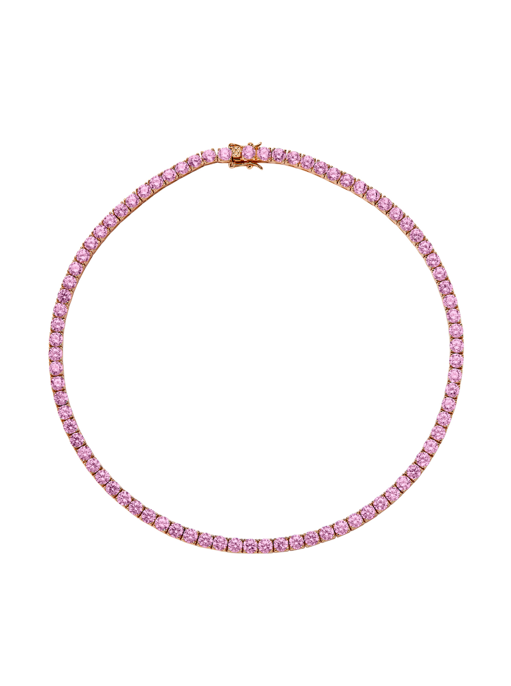 CUSTOM KATE 4.5MM ROUND CUT, LAB LIGHT PINK SAPPHIRE RIVIÈRE  NECKLACE