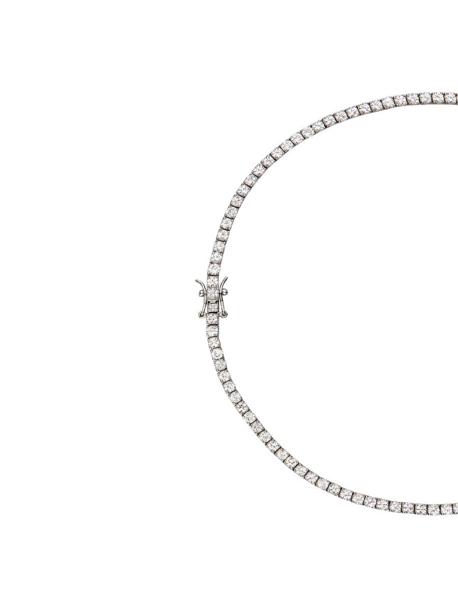 MOSS ROUND CUT, 3MM 4-PRONG, LAB WHITE SAPPHIRE SILVER RIVIÈRE NECKLACE