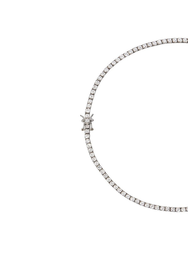 MOSS ROUND CUT, 4-PRONG 3MM , LAB-GROWN WHITE SAPPHIRE SILVER RIVIÈRE NECKLACE