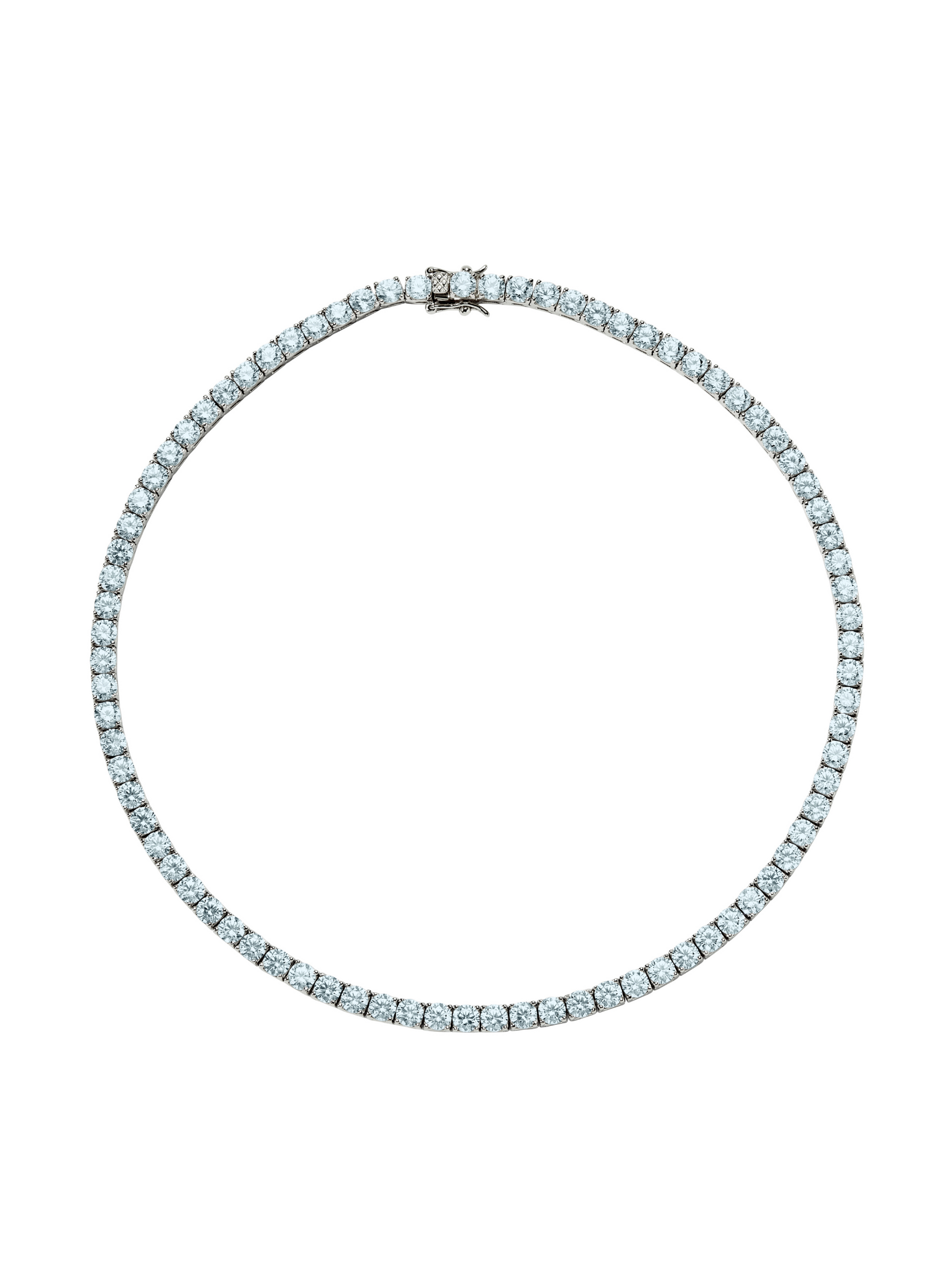 CUSTOM KATE 4.5MM ROUND CUT, LAB LIGHT BLUE SPINEL RIVIÈRE  NECKLACE