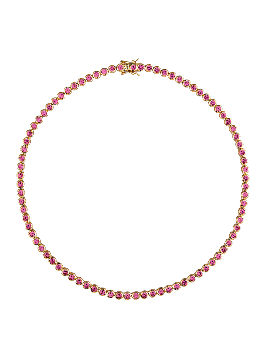 CUSTOM JAMES BEZEL, LAB DARK PINK SAPPHIRE RIVIÈRE NECKLACE