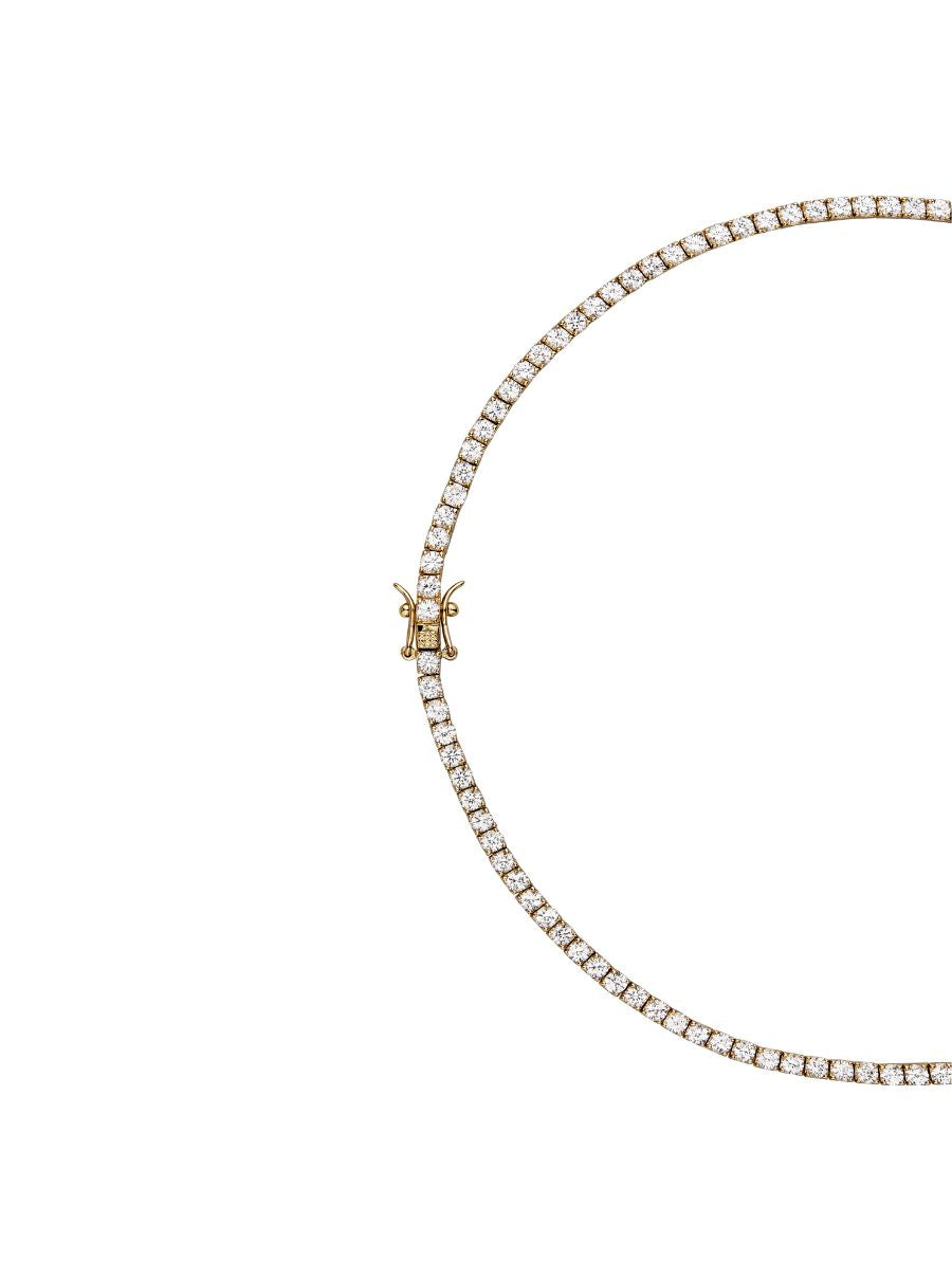 MOSS ROUND CUT, 3MM 4-PRONG, LAB WHITE SAPPHIRE GOLD RIVIÈRE NECKLACE