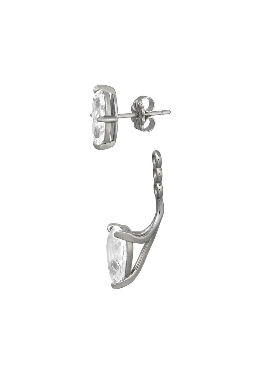 MARQUIS AND PEAR LAB WHITE SAPPHIRE EAR JACKET EARRING