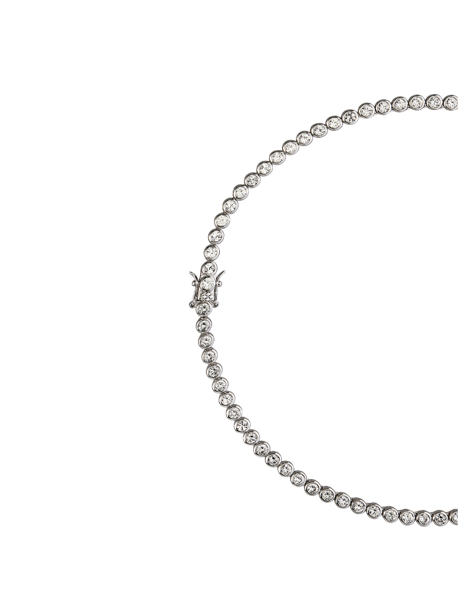 JAMES BEZEL 3.25MM, LAB WHITE SAPPHIRE SILVER RIVIÈRE NECKLACE – Dorsey