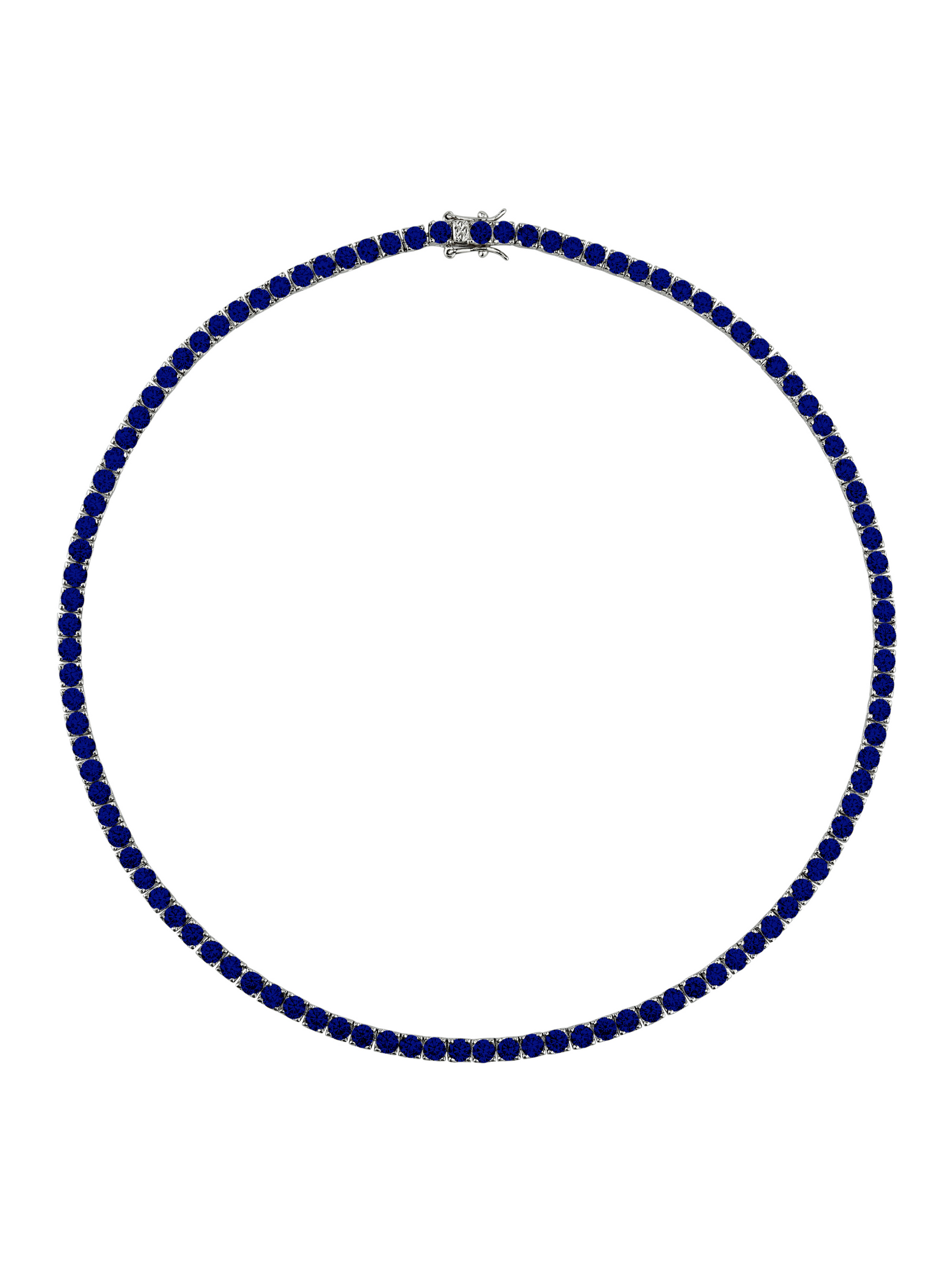 CUSTOM KATE ROUND CUT, LAB BLUE SAPPHIRE RIVIÈRE NECKLACE