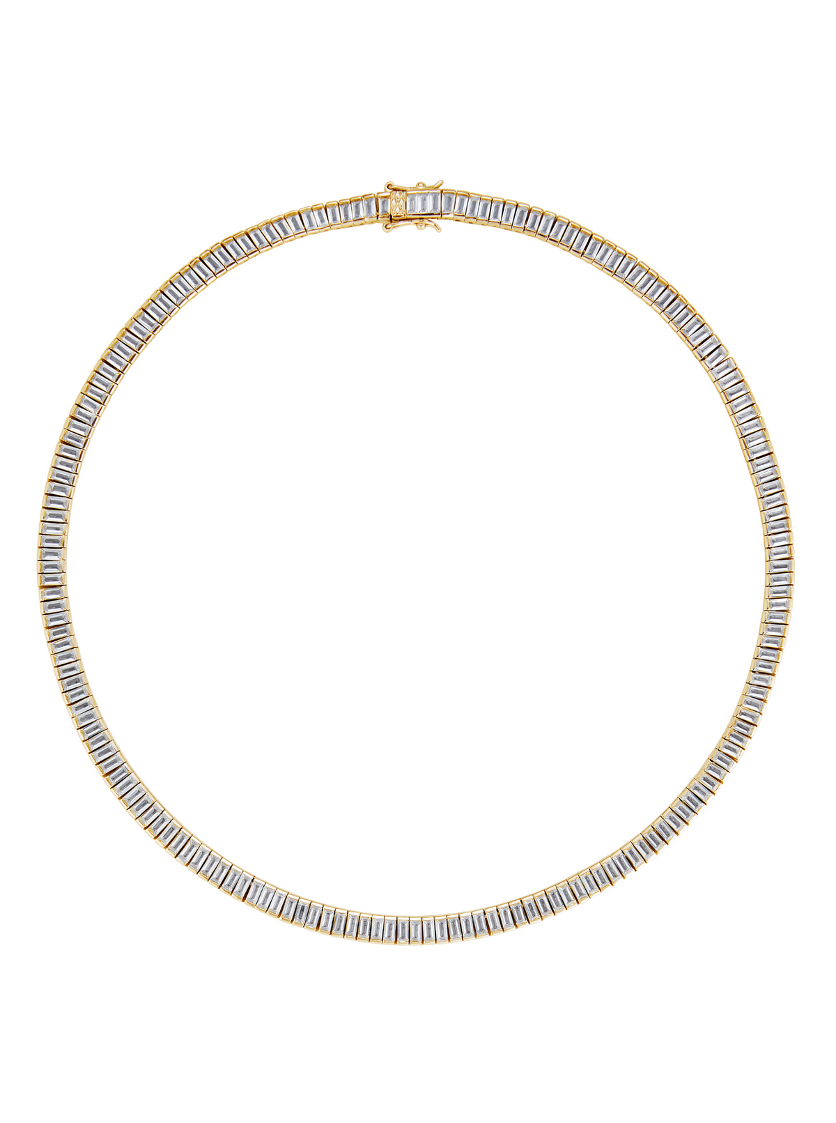 PETITE BESSETTE, LAB WHITE SAPPHIRE BAGUETTE GOLD RIVIÈRE NECKLACE