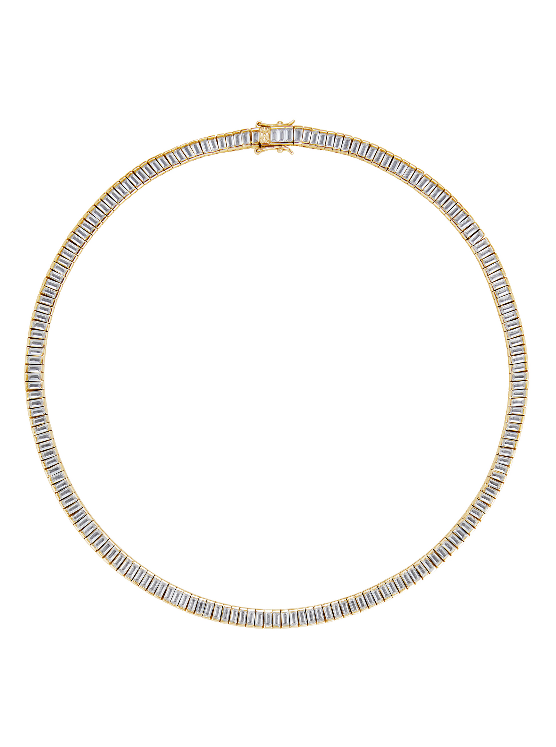 PETITE BESSETTE, LAB WHITE SAPPHIRE BAGUETTE GOLD RIVIÈRE NECKLACE