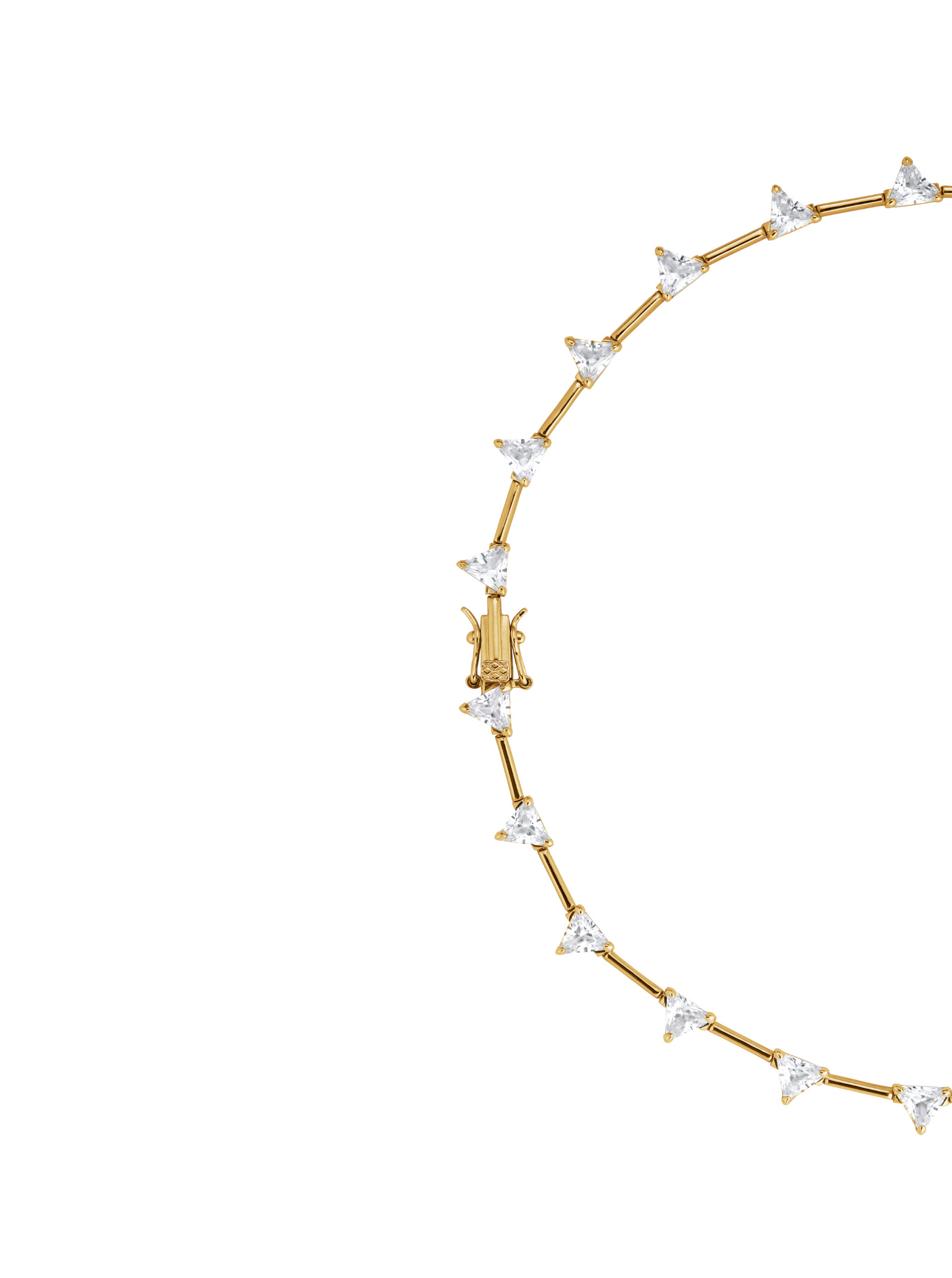 JULIEN TRILLION CUT, LAB WHITE SAPPHIRE GOLD BAR NECKLACE