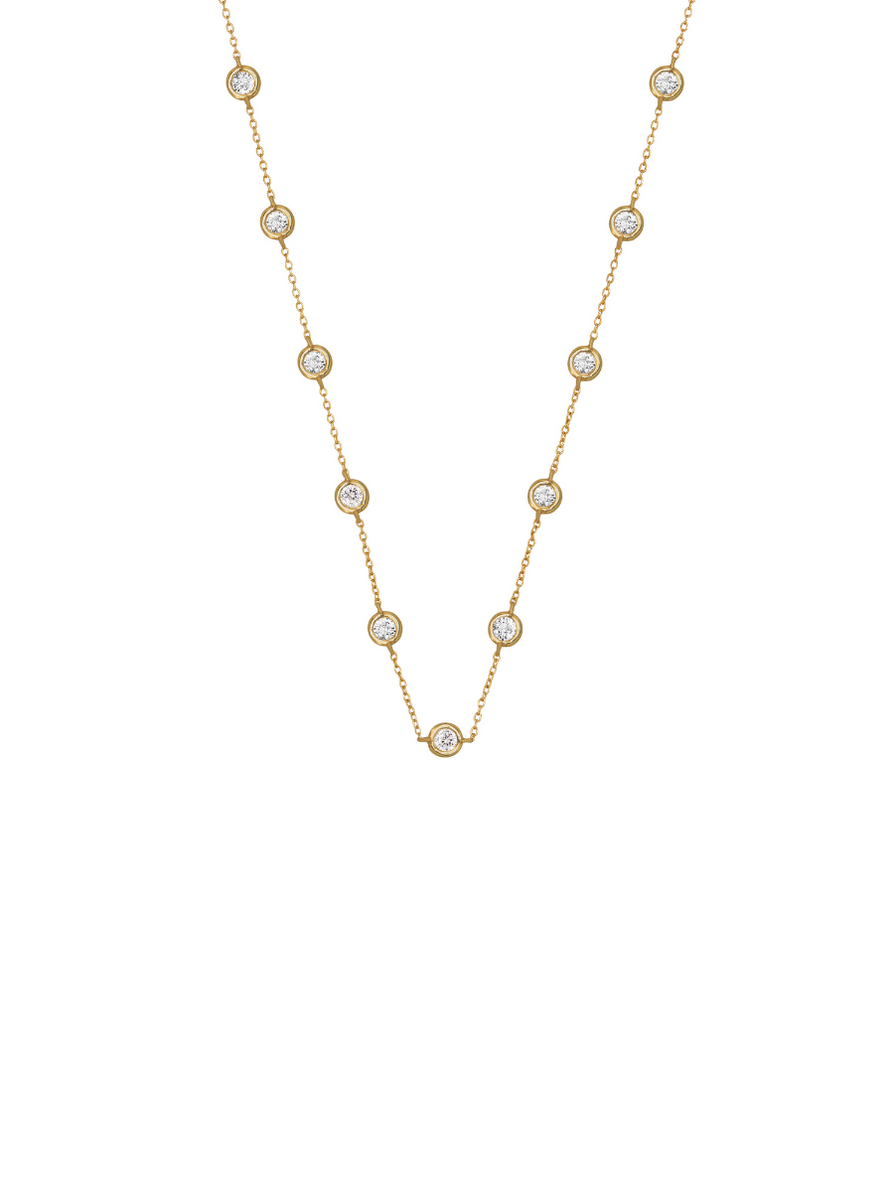 CLEMENCE, 1.50 CARAT 15 STONE STRAND NECKLACE, GOLD