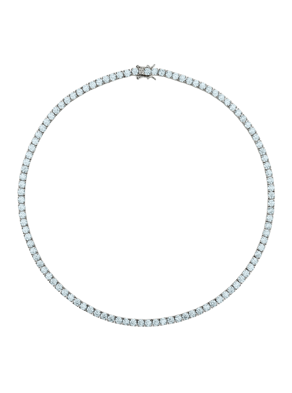 CUSTOM KATE ROUND CUT, LAB LIGHT BLUE SPINEL RIVIÈRE NECKLACE