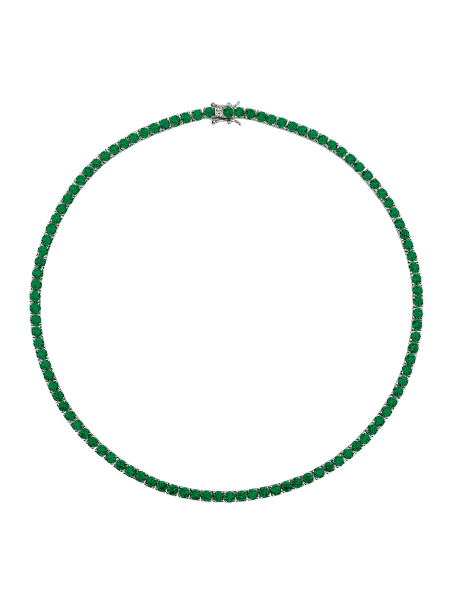 CUSTOM KATE ROUND CUT, NANO CRYSTAL EMERALD RIVIÈRE NECKLACE