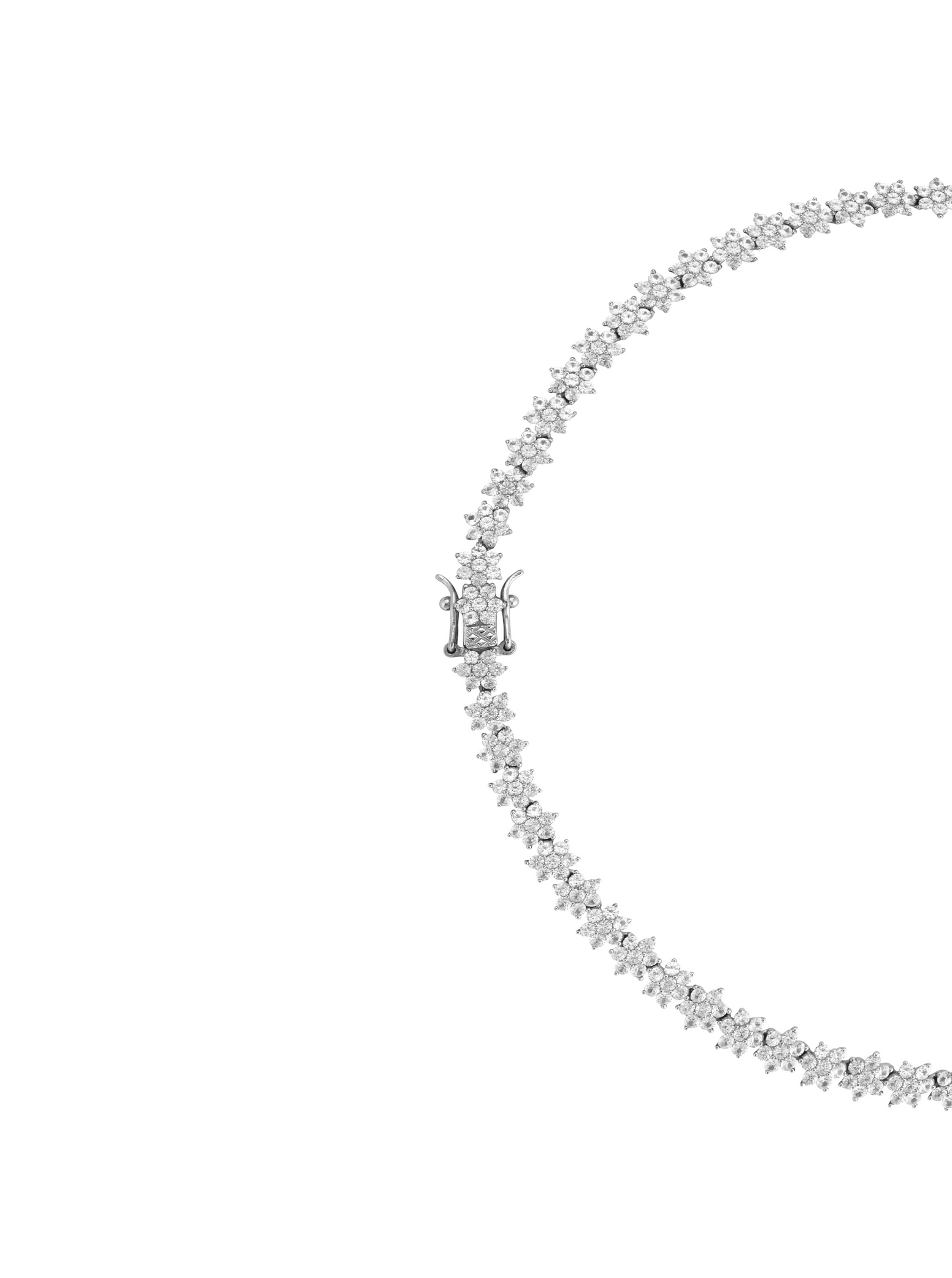 PETITE MARGUERITE, WHITE SAPPHIRE SILVER RIVIÈRE NECKLACE