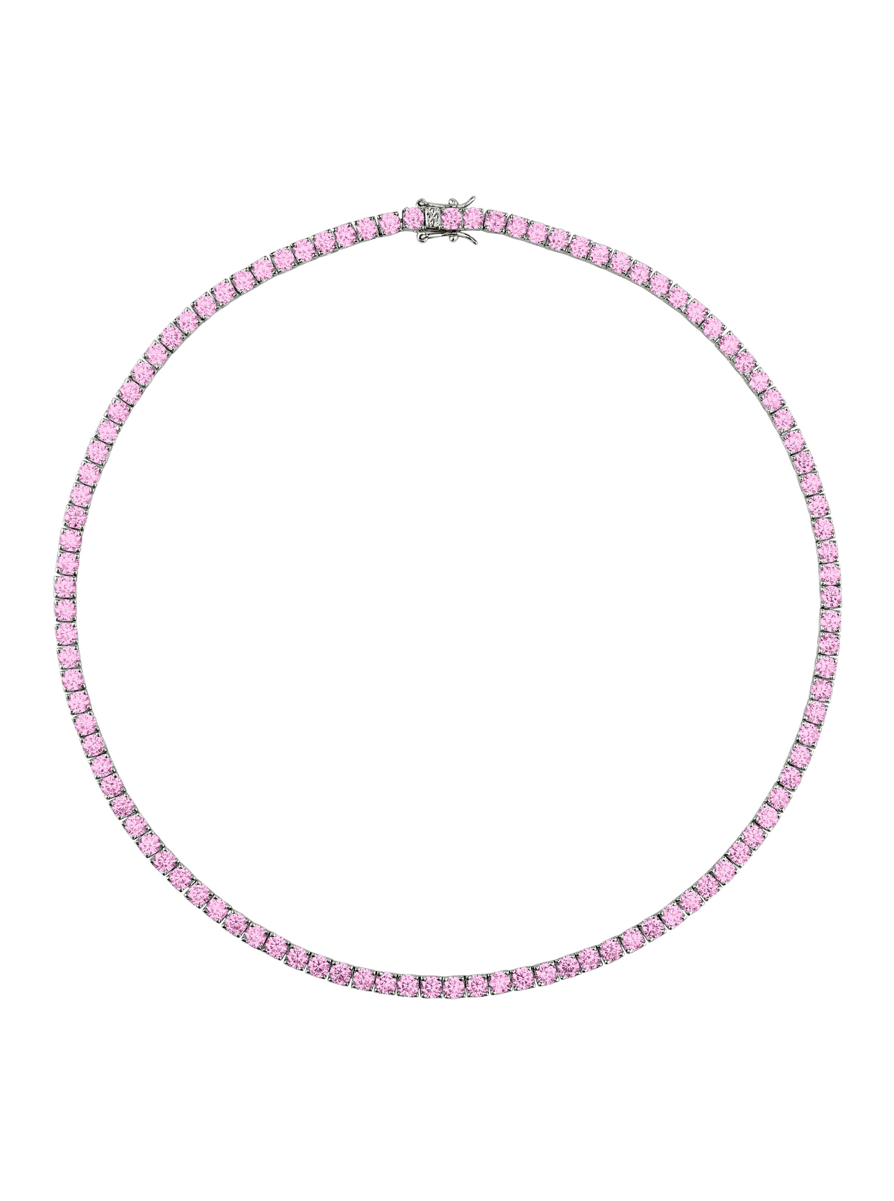 CUSTOM KATE ROUND CUT, LAB LIGHT PINK SAPPHIRE RIVIÈRE NECKLACE