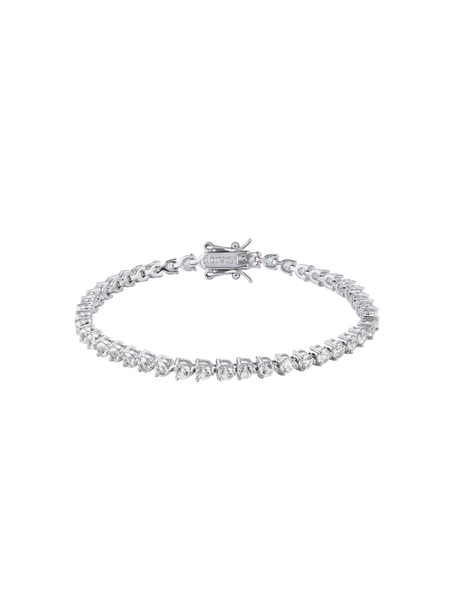 BENNINGTON 3-PRONG 3MM, LAB WHITE SAPPHIRE SILVER RIVIÈRE BRACELET