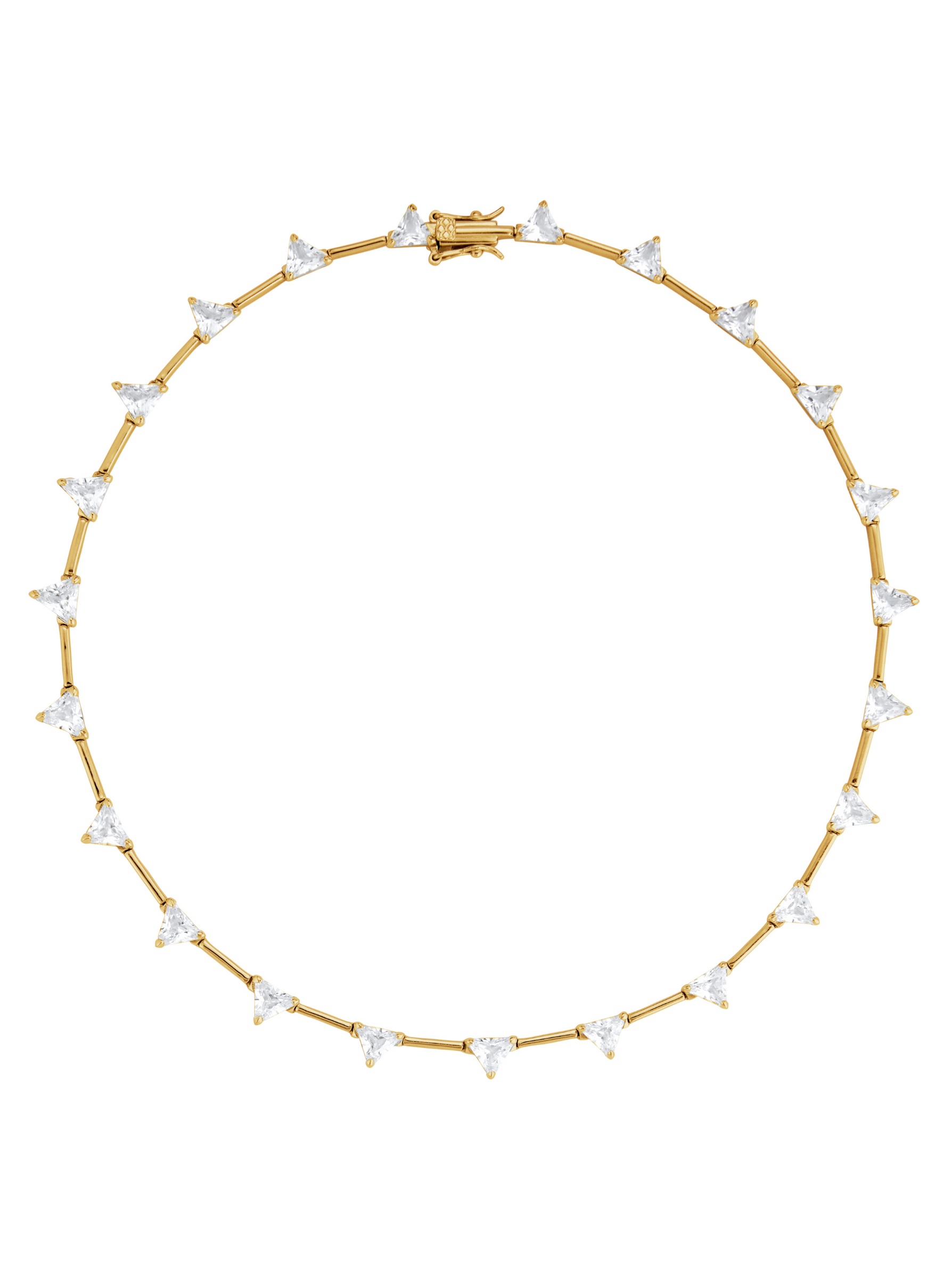 JULIEN TRILLION CUT, LAB WHITE SAPPHIRE GOLD BAR NECKLACE