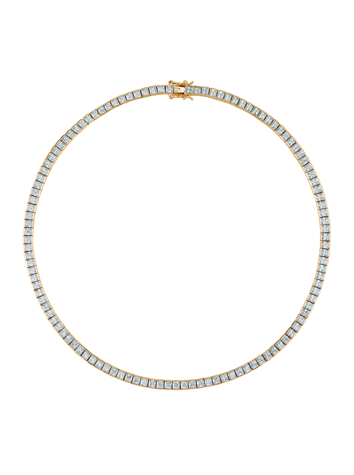 CUSTOM DORSEY PRINCESS CUT, LAB LIGHT BLUE SPINEL RIVIÈRE NECKLACE