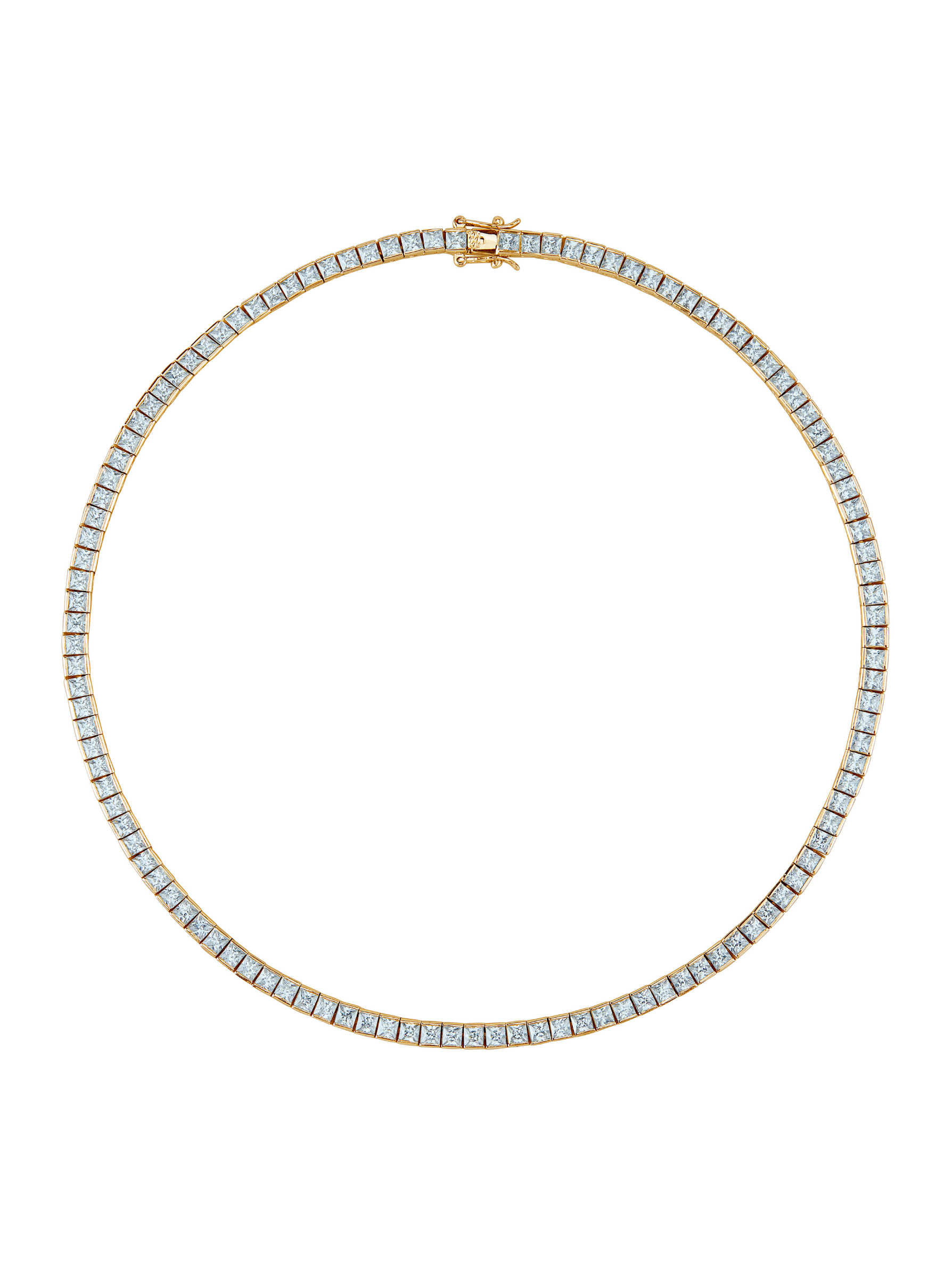 CUSTOM DORSEY PRINCESS CUT, LAB LIGHT BLUE SPINEL RIVIÈRE NECKLACE