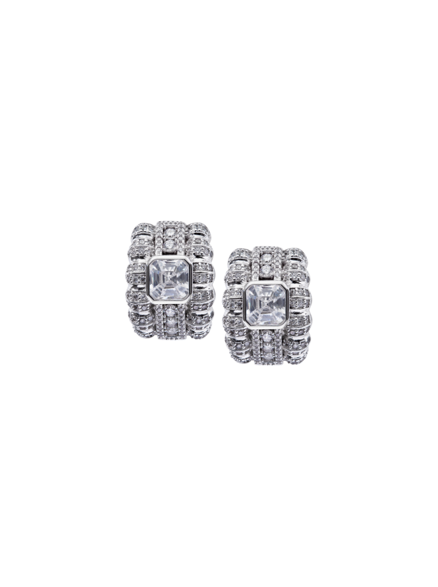 CRAWFORD ASSCHER CUT EARRINGS, SILVER