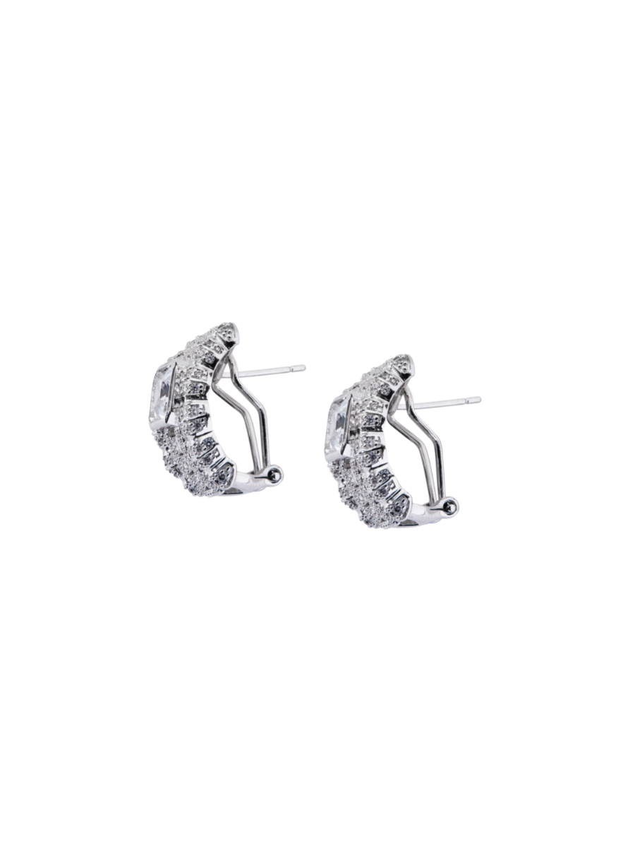 CRAWFORD ASSCHER CUT EARRINGS, SILVER