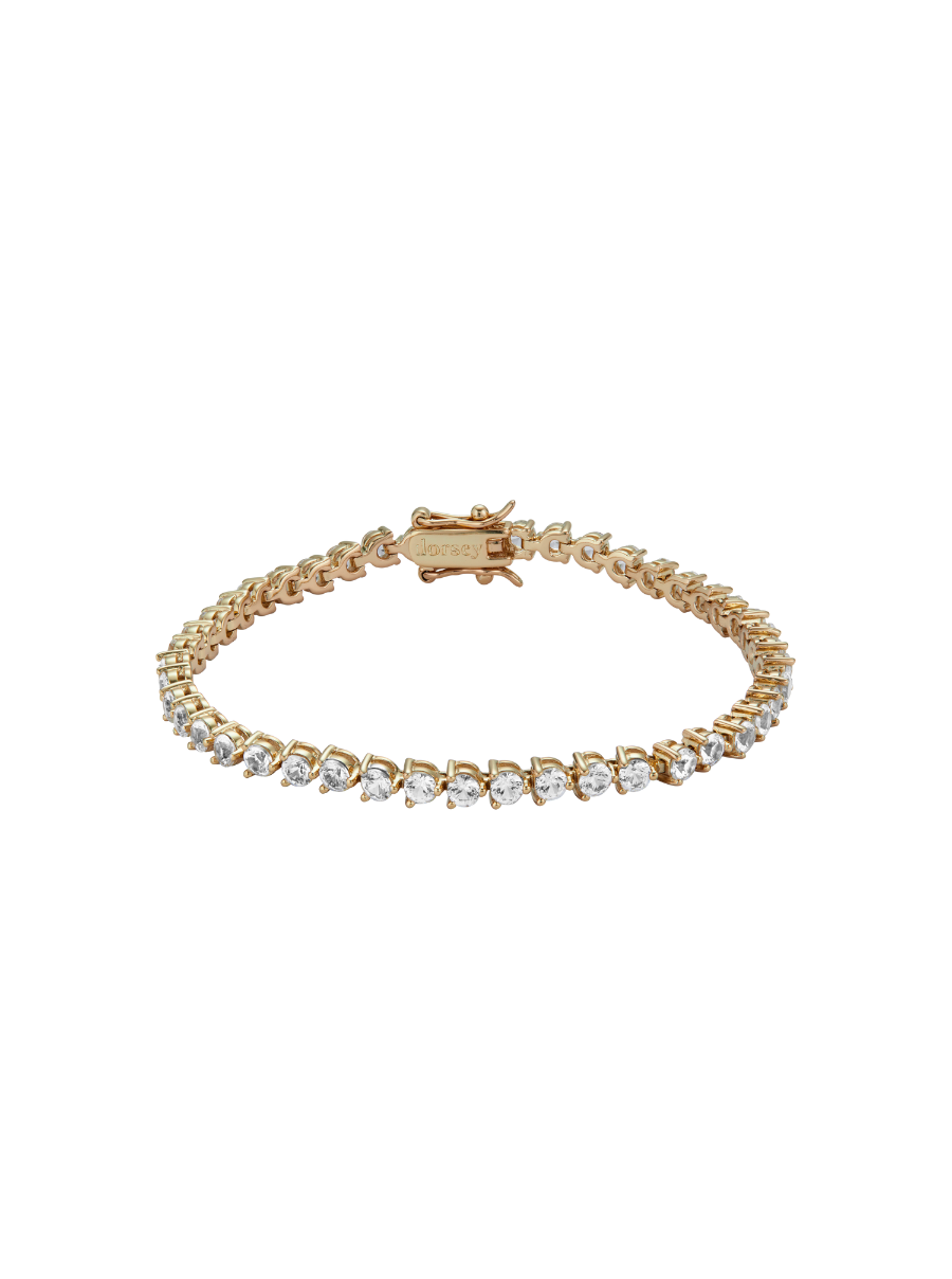 BENNINGTON 3-PRONG 3MM, LAB WHITE SAPPHIRE GOLD RIVIÈRE BRACELET