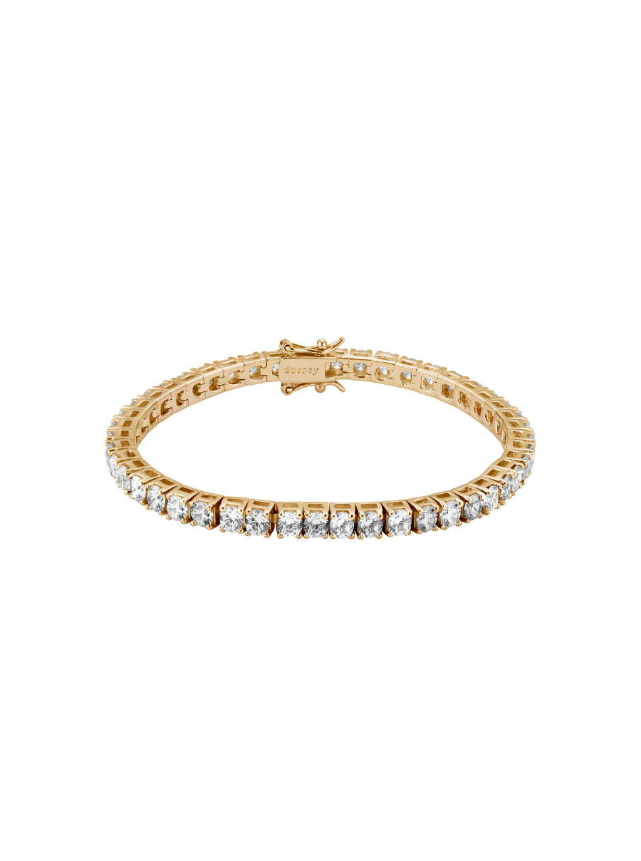 KATE 3.75MM ROUND CUT, LAB WHITE SAPPHIRE GOLD RIVIÈRE BRACELET