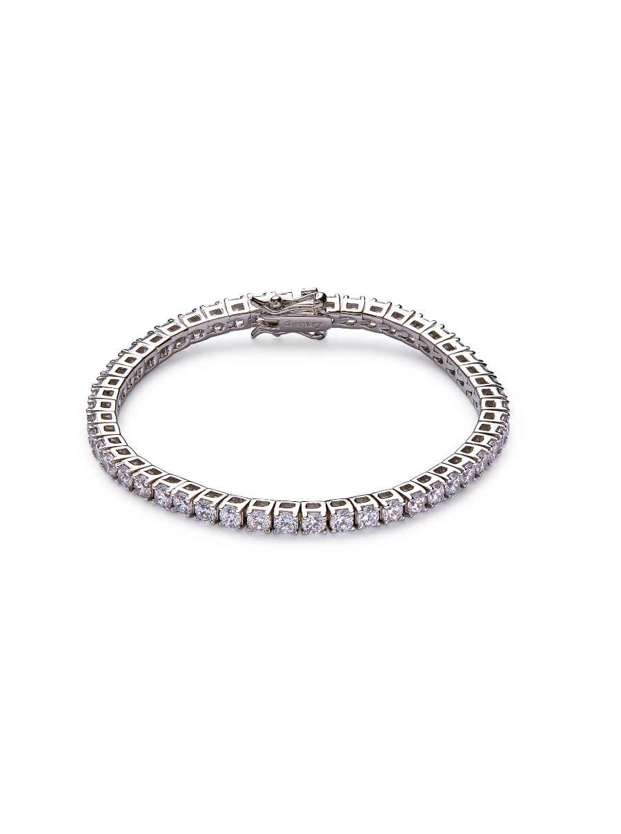 KATE 3MM ROUND CUT, LAB WHITE SAPPHIRE SILVER RIVIÈRE BRACELET